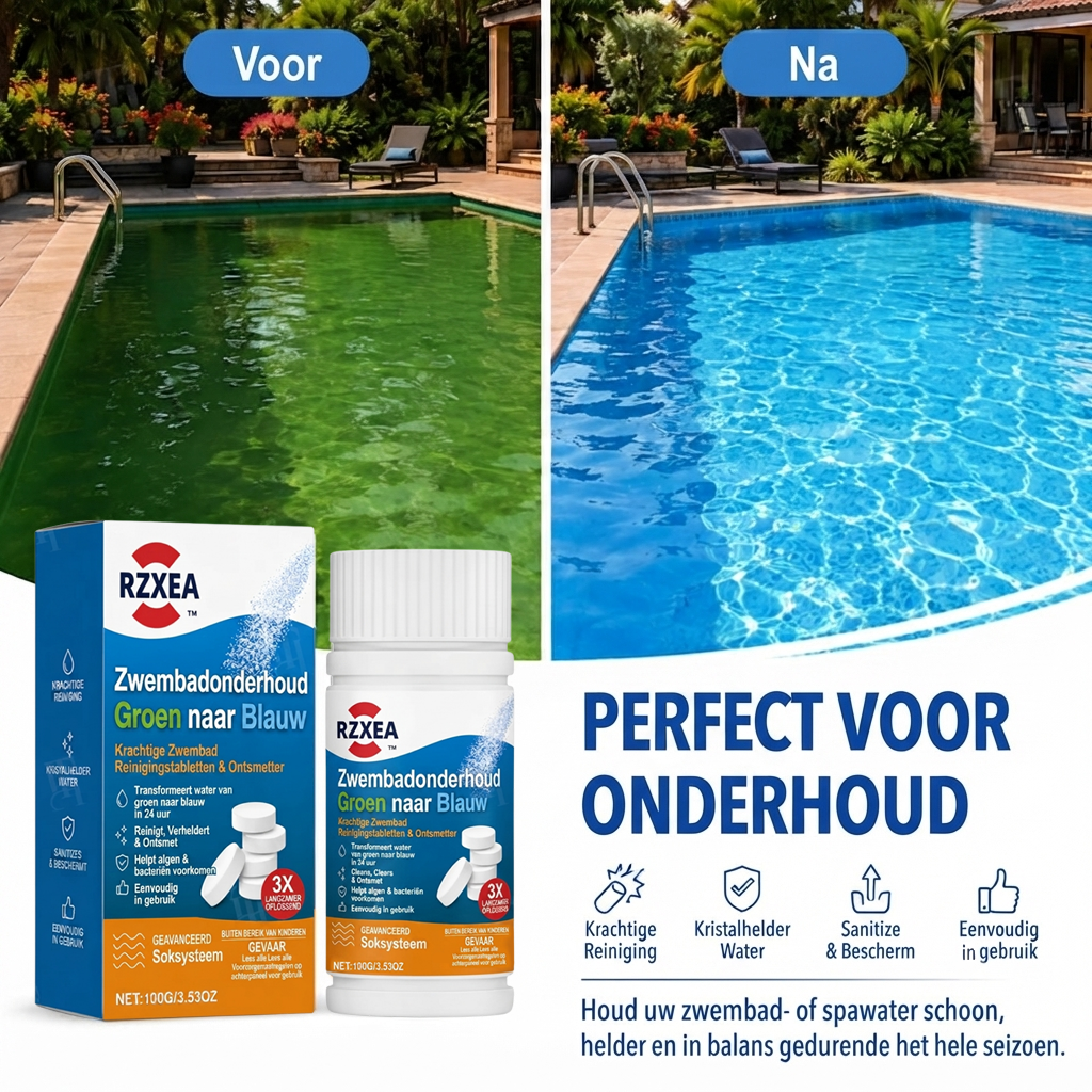 RZXEA™ Zwembadonderhoud Groen naar Blauw